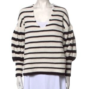 Caroline Constas Striped v-neck sweater size small